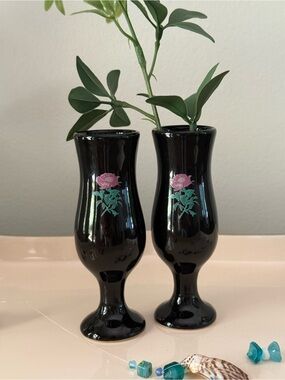 Tequila Rose Black Ceramic Shot Glasses Bud Vases
